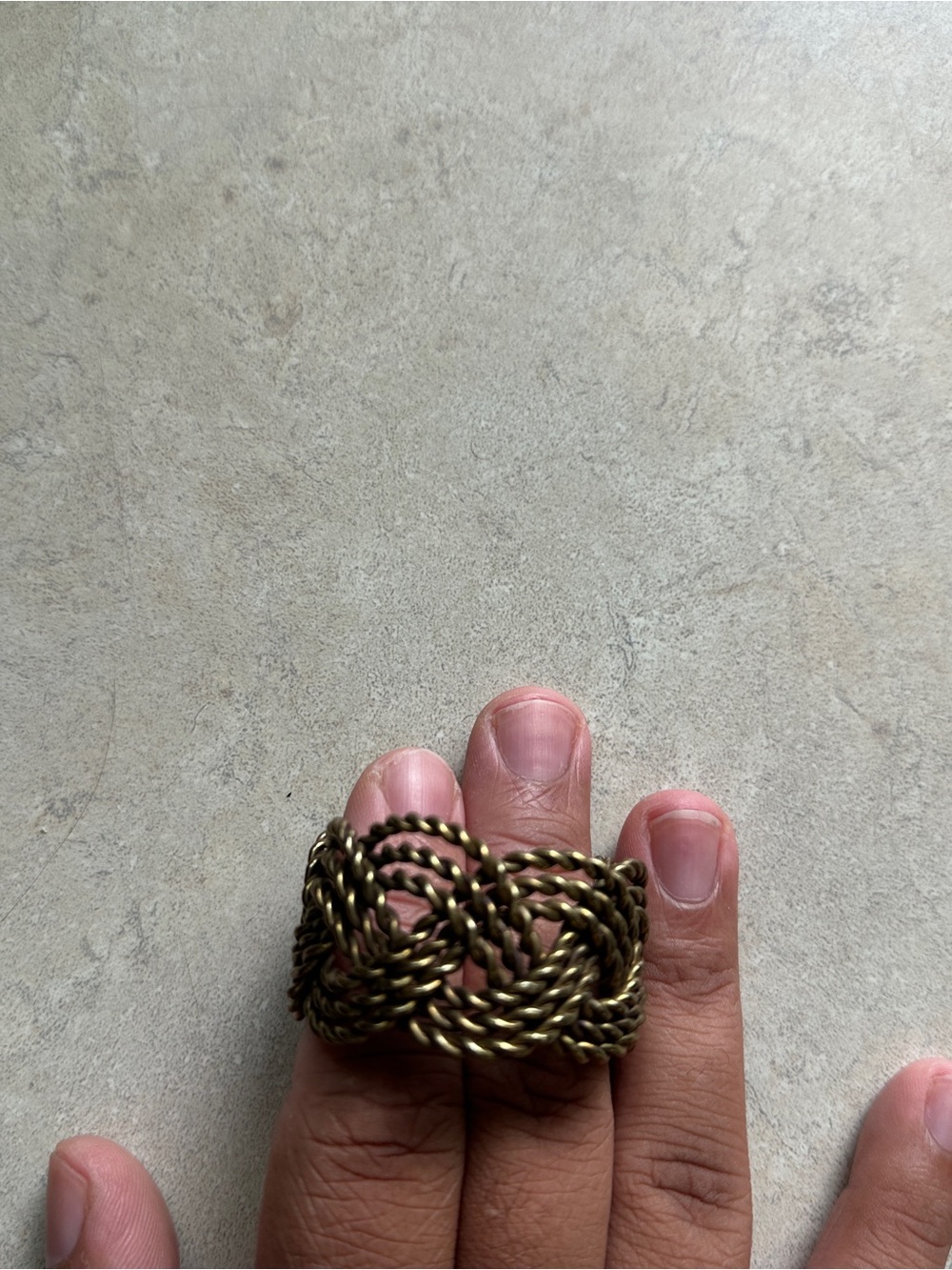 Braided Metal Statement Cuff Bracelet - Antique Gold Tone - Picture 2 of 2